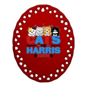 Cats For Harris Vote Kamala Harris 2024 Election Ceramic Oval Ornament