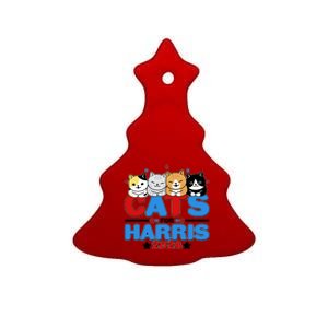 Cats For Harris Vote Kamala Harris 2024 Election Ceramic Tree Ornament