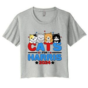 Cats For Harris Vote Kamala Harris 2024 Election Women's Crop Top Tee