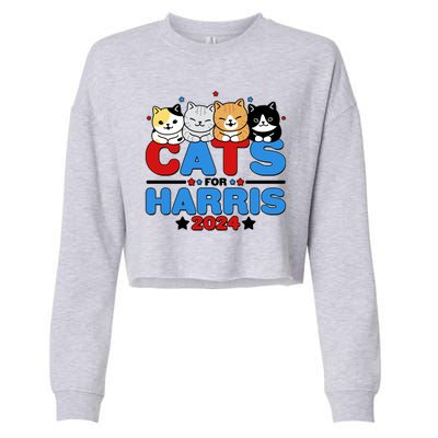 Cats For Harris Vote Kamala Harris 2024 Election Cropped Pullover Crew