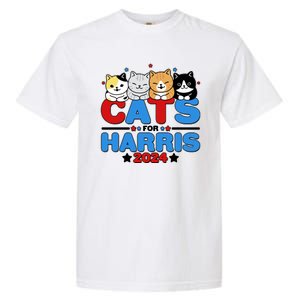 Cats For Harris Vote Kamala Harris 2024 Election Garment-Dyed Heavyweight T-Shirt