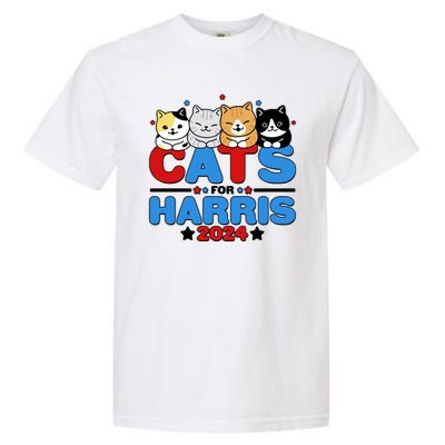 Cats For Harris Vote Kamala Harris 2024 Election Garment-Dyed Heavyweight T-Shirt