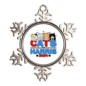 Cats For Harris Vote Kamala Harris 2024 Election Metallic Star Ornament