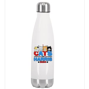 Cats For Harris Vote Kamala Harris 2024 Election Stainless Steel Insulated Water Bottle