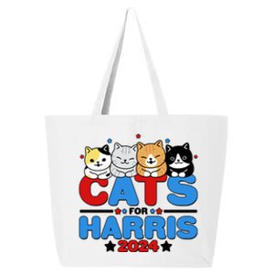 Cats For Harris Vote Kamala Harris 2024 Election 25L Jumbo Tote