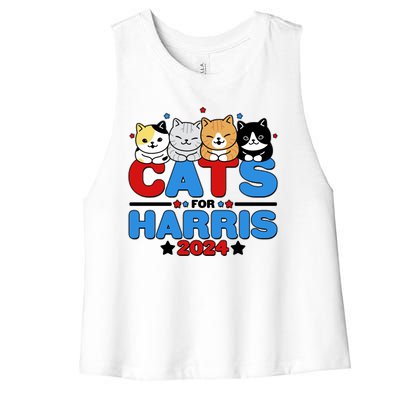 Cats For Harris Vote Kamala Harris 2024 Election Women's Racerback Cropped Tank