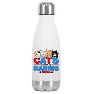 Cats For Harris Vote Kamala Harris 2024 Election Stainless Steel Insulated Water Bottle