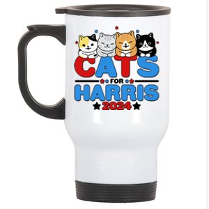 Cats For Harris Vote Kamala Harris 2024 Election Stainless Steel Travel Mug