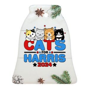 Cats For Harris Vote Kamala Harris 2024 Election Ceramic Bell Ornament