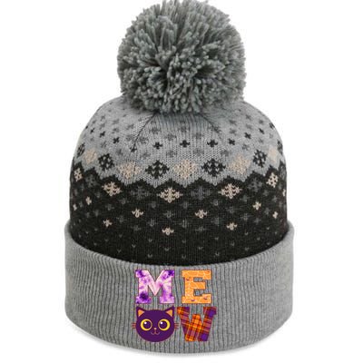 Cute Fall Halloween Cat MEOW The Baniff Cuffed Pom Beanie