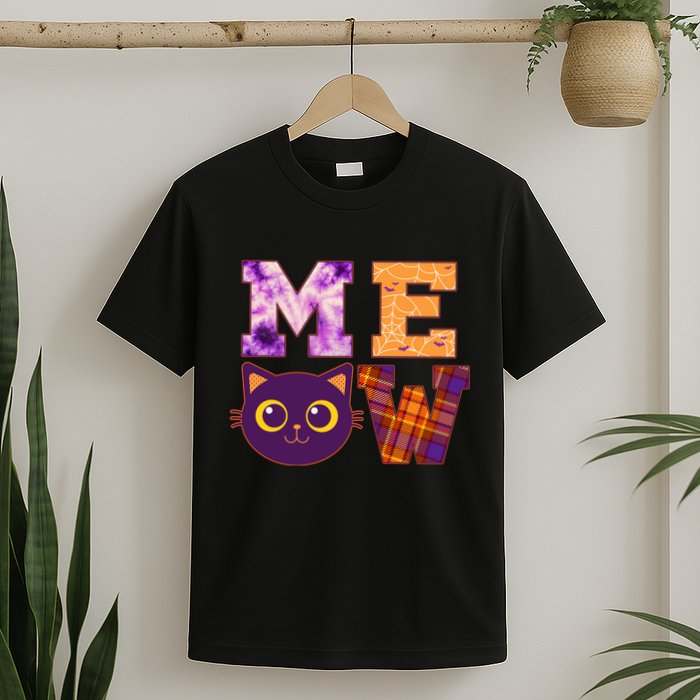 Cute Fall Halloween Cat MEOW T-Shirt