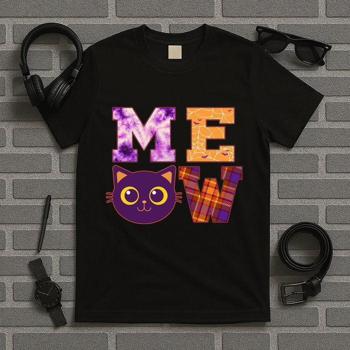 Cute Fall Halloween Cat MEOW T-Shirt