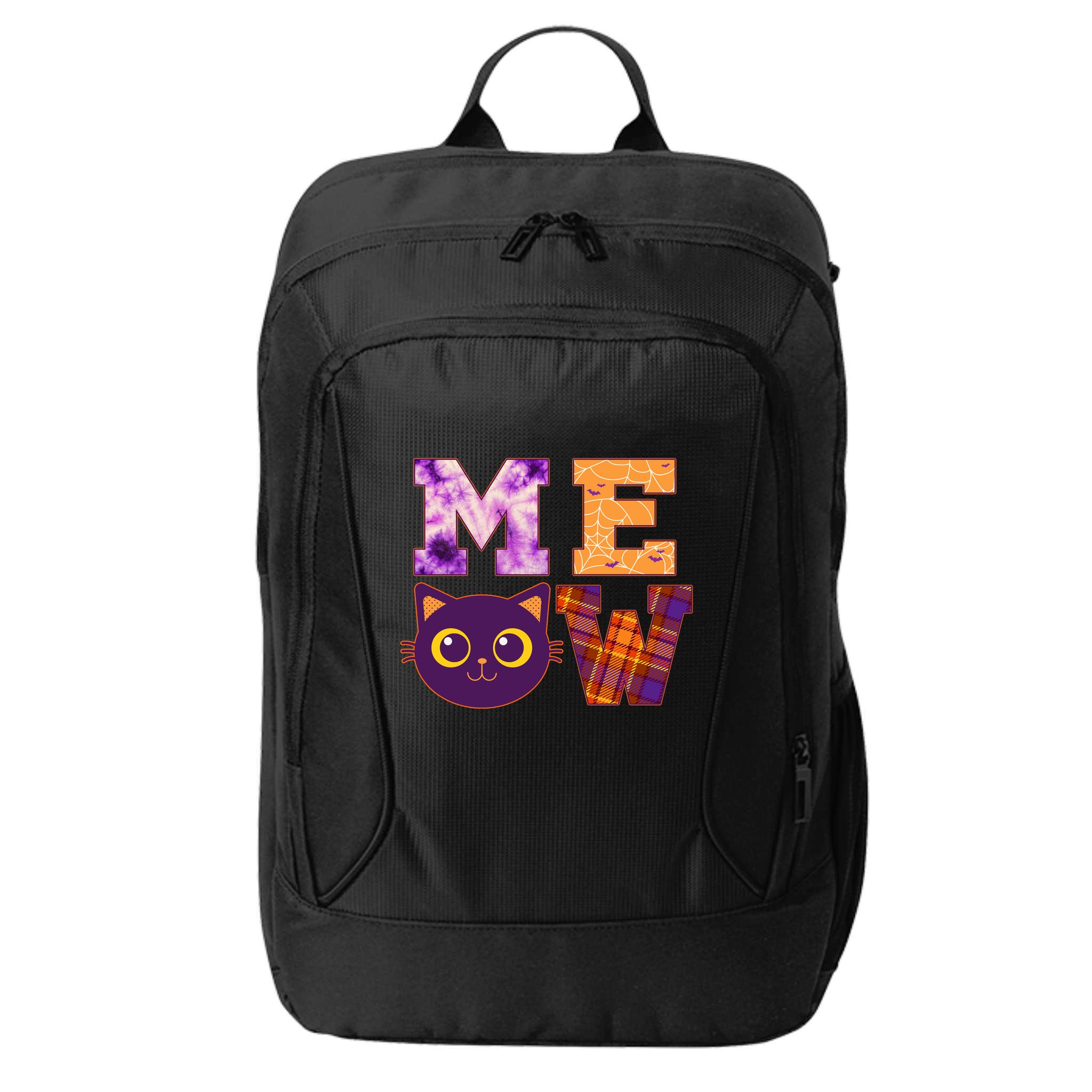 Cute Fall Halloween Cat MEOW City Backpack