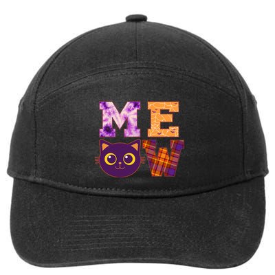 Cute Fall Halloween Cat MEOW 7-Panel Snapback Hat