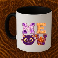 Cute Fall Halloween Cat MEOW Mug