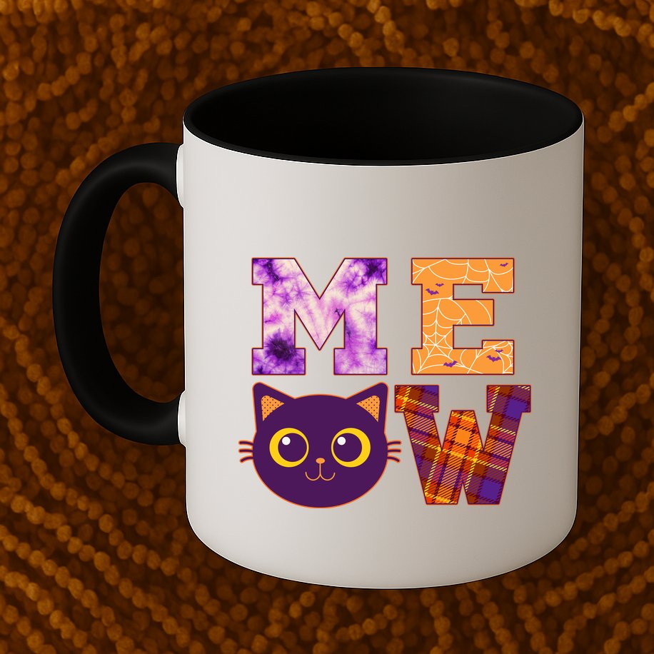 Cute Fall Halloween Cat MEOW Mug