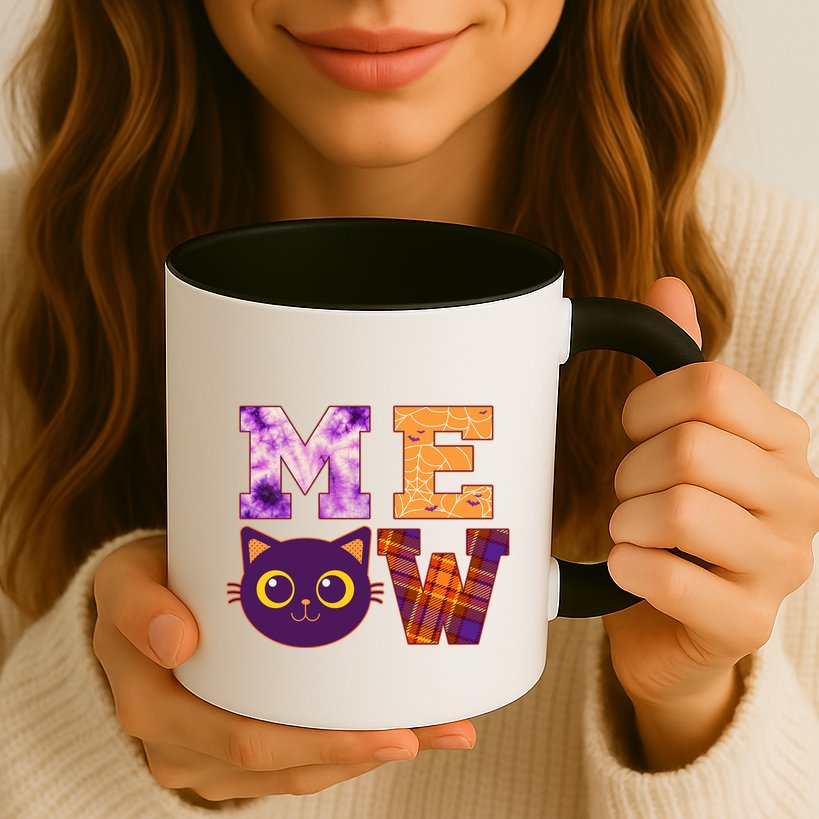 Cute Fall Halloween Cat MEOW Mug