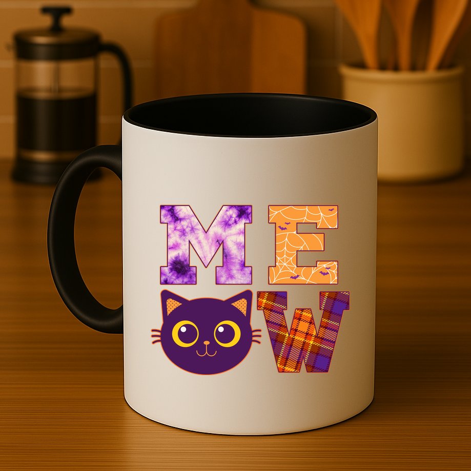 Cute Fall Halloween Cat MEOW Mug