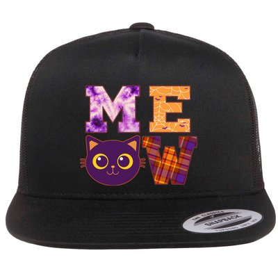 Cute Fall Halloween Cat MEOW Flatbill Hat