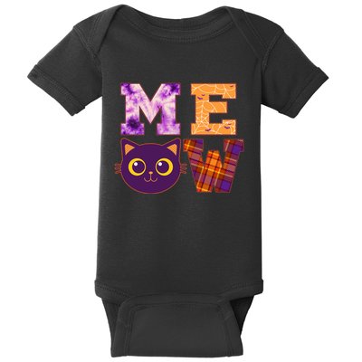 Cute Fall Halloween Cat MEOW Baby Bodysuit