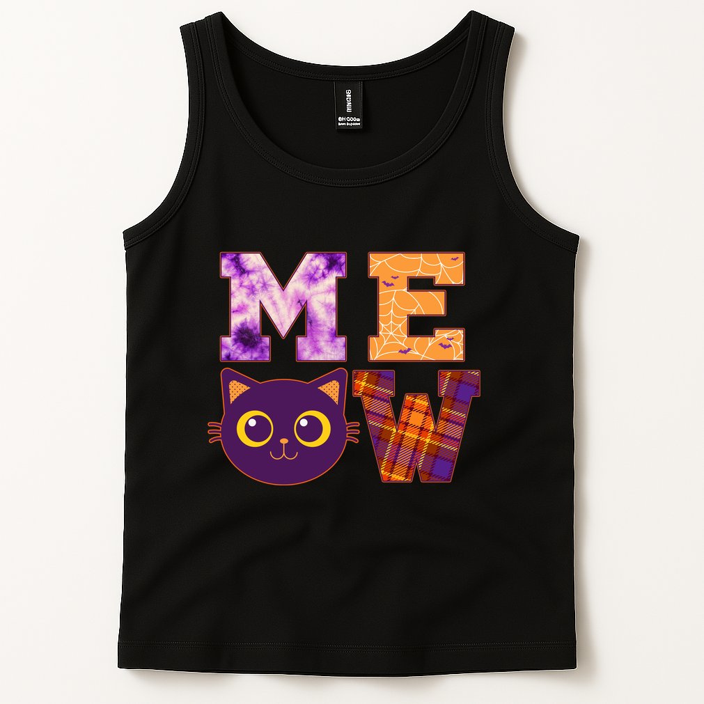 Cute Fall Halloween Cat MEOW Tank Top