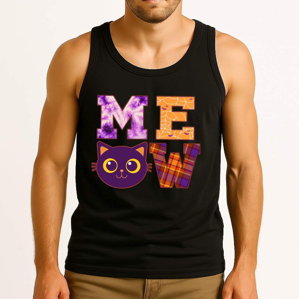 Cute Fall Halloween Cat MEOW Tank Top