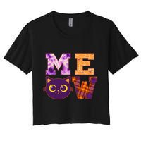 Cute Fall Halloween Cat MEOW Women's Crop Top Tee