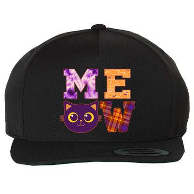 Cute Fall Halloween Cat MEOW Wool Snapback Cap