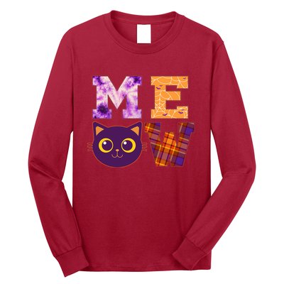 Cute Fall Halloween Cat MEOW Long Sleeve Shirt