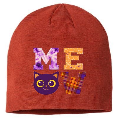Cute Fall Halloween Cat MEOW Sustainable Beanie