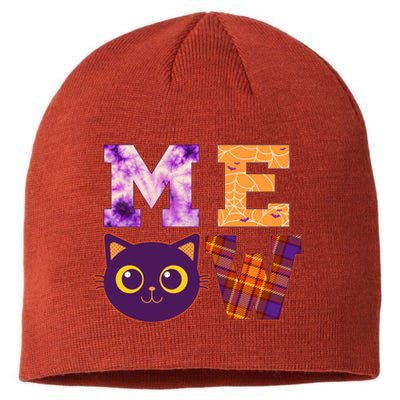 Cute Fall Halloween Cat MEOW Sustainable Beanie