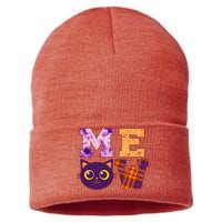 Cute Fall Halloween Cat MEOW Sustainable Knit Beanie