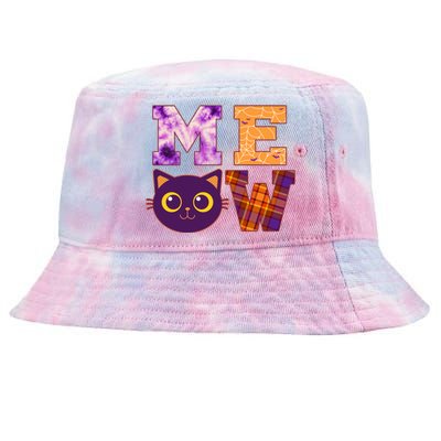 Cute Fall Halloween Cat MEOW Tie-Dyed Bucket Hat