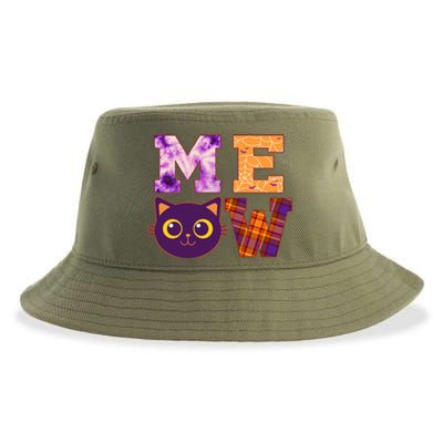 Cute Fall Halloween Cat MEOW Sustainable Bucket Hat