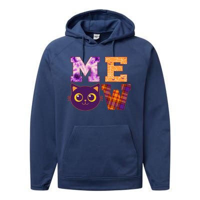 Cute Fall Halloween Cat MEOW Performance Fleece Hoodie