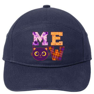 Cute Fall Halloween Cat MEOW 7-Panel Snapback Hat