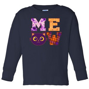 Cute Fall Halloween Cat MEOW Toddler Long Sleeve Shirt