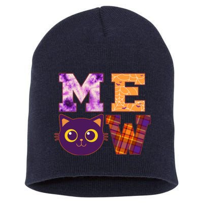 Cute Fall Halloween Cat MEOW Short Acrylic Beanie