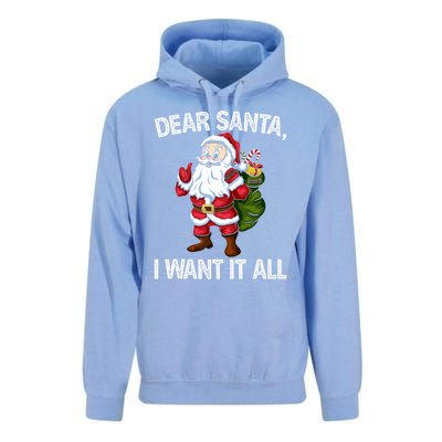 Christmas Funny Humor Gift Dear Santa I Want It All Cute Gift Unisex Surf Hoodie