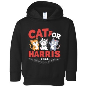 Cats For Harris Cat Lady 2024 President Kamala Harris Toddler Hoodie