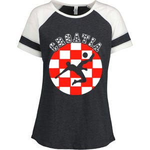 Croatia Flag Hrvatska Soccer Team Croatian Football Hrvatska Enza Ladies Jersey Colorblock Tee