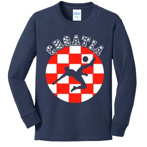 Croatia Flag Hrvatska Soccer Team Croatian Football Hrvatska Kids Long Sleeve Shirt