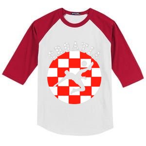 Croatia Flag Hrvatska Soccer Team Croatian Football Hrvatska Kids Colorblock Raglan Jersey