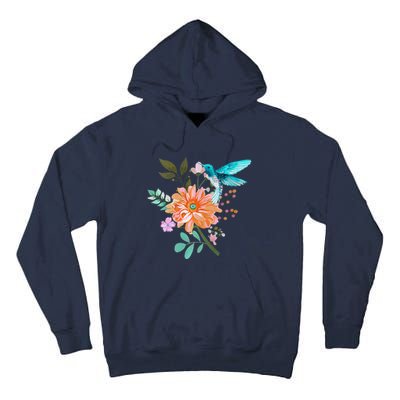 Colorful Flowers Hummingbird Tall Hoodie