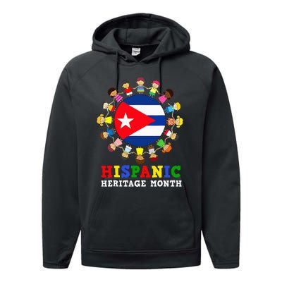 Cuban Flag Heritage Celebration Cuba Performance Fleece Hoodie