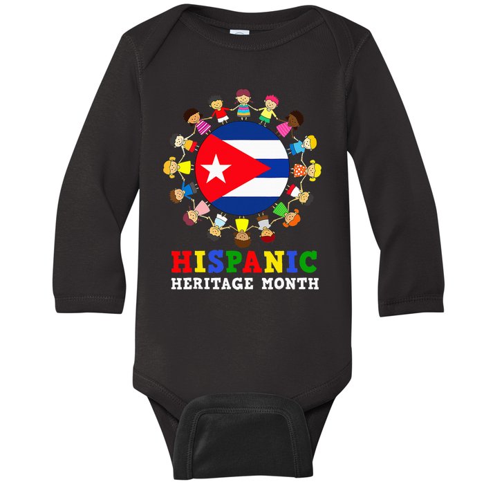 Cuban Flag Heritage Celebration Cuba Baby Long Sleeve Bodysuit