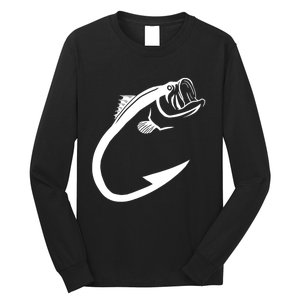 Cute Fish Hook Minimal Art Cool Fishing Lover Gift Long Sleeve Shirt