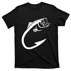 Cute Fish Hook Minimal Art Cool Fishing Lover Gift T-Shirt