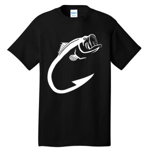 Cute Fish Hook Minimal Art Cool Fishing Lover Gift Tall T-Shirt