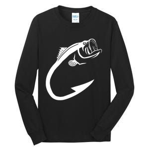 Cute Fish Hook Minimal Art Cool Fishing Lover Gift Tall Long Sleeve T-Shirt